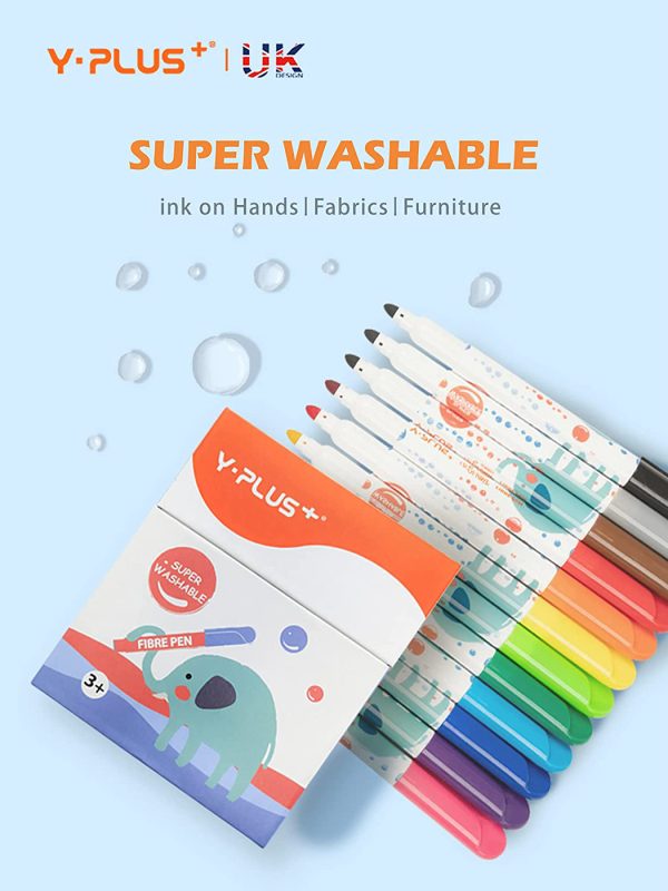 Elephant Watercolor JUMBO Markers Set-24 Non-Toxic Fabric Markers for Coloring and Art Supplies