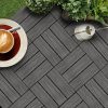 11 pcs Dark Grey DIY Wooden Composite Decking Tiles Garden Outdoor Backyard Flooring Home Decor
