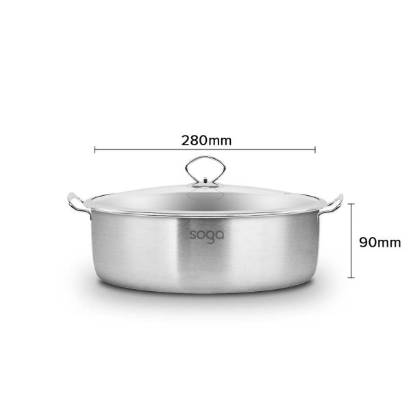 Dual Burners Cooktop Stove 28cm Stainless Steel Induction Casserole and 28cm Fry Pan