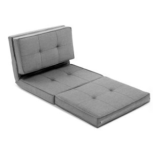 Floor Lounge Single Sofa Bed Grey Fabric