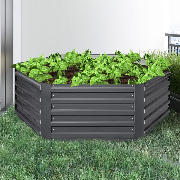 2x Garden Bed Planter Raised Coated Steel Veggie Beds Hexagon 130x130x46
