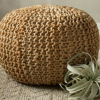 Braided Ottoman Pouffe Footstool Hand Knitted (Grey)