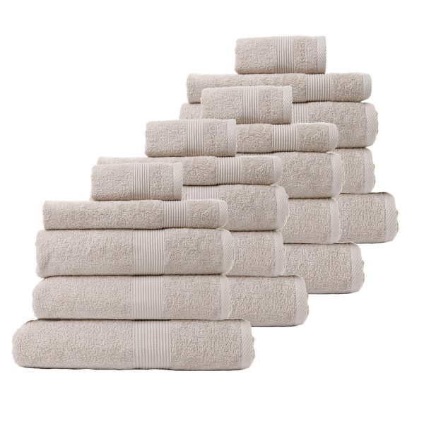 Royal Comfort 20 Piece Cotton Bamboo Towel Bundle Set 450GSM Luxurious Absorbent – Beige