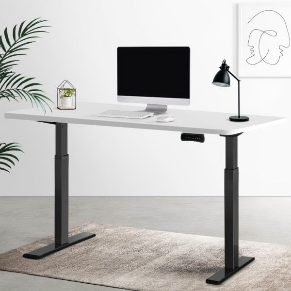 Standing Desk Electric Adjustable Sit Stand Desks White Walnut 140cm
