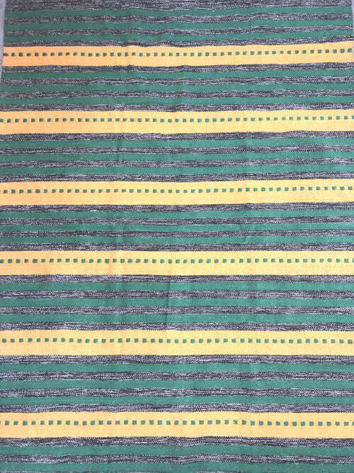 Green/yellow cotton kilim rug 90×150 cm