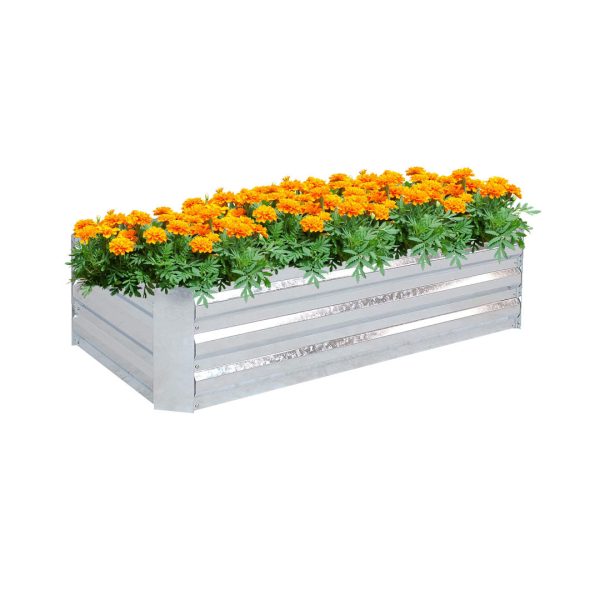 100cm Square Galvanised Raised Garden Bed Vegetable Herb Flower Outdoor Planter Box
