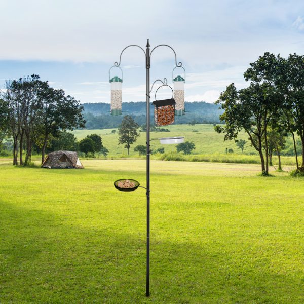 Metal Bird Feeder Hanging Wild Seed Container Hanger Stand Outdoor Garden