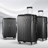 3pc Luggage Trolley Suitcase Sets Travel TSA Hard Case Black