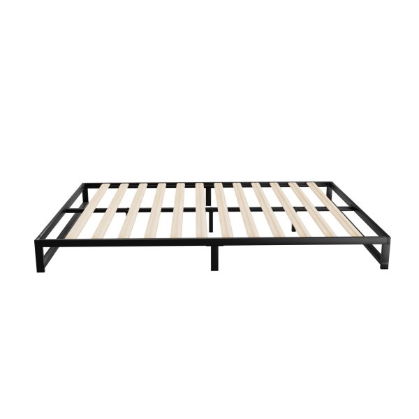 Metal Bed Frame Double Size Bed Base Mattress Platform Black BERU