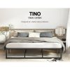 Bed Frame Metal Platform King Size Bed Base Mattress Black TINO