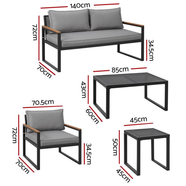 Outdoor Sofa Set 3-Seater Corner Modular Lounge Setting Steel