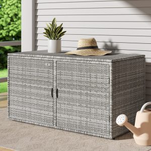 Outdoor Storage Cabinet Box Deck Wicker Shelf Chest Garden Shed Tools