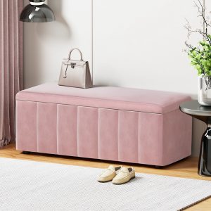 Storage Ottoman Blanket Box Velvet Chest Toy Foot Stool Couch Bed