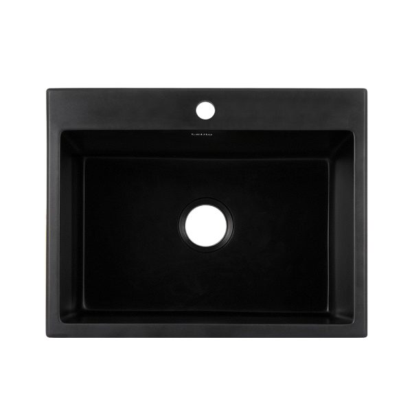 Kitchen Sink Granite Stone Sinks Basin Single Bowl Black 600mmx470mm