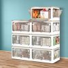 55L Storage Boxes Stackable Container with Lid 5 Sides Open Wardrobe Foldable