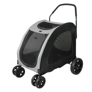 Pet Dog Stroller Pram Carrier Cat Travel Foldable 4 Wheels 50kg Capacity