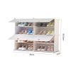 4 Tier 2 Column White Shoe Rack Organizer Sneaker Footwear Storage Stackable Stand Cabinet Portable Wardrobe with Cover