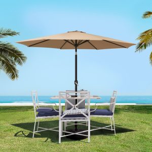 Outdoor Umbrella 2.7m Base Beach Pole Garden Tilt Sun Patio UV
