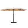 Outdoor Umbrella Beach Twin Base Stand Garden Sun Shade Beige 4.57m