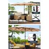 Outdoor Umbrella Beach Twin Base Stand Garden Sun Shade Beige 4.57m