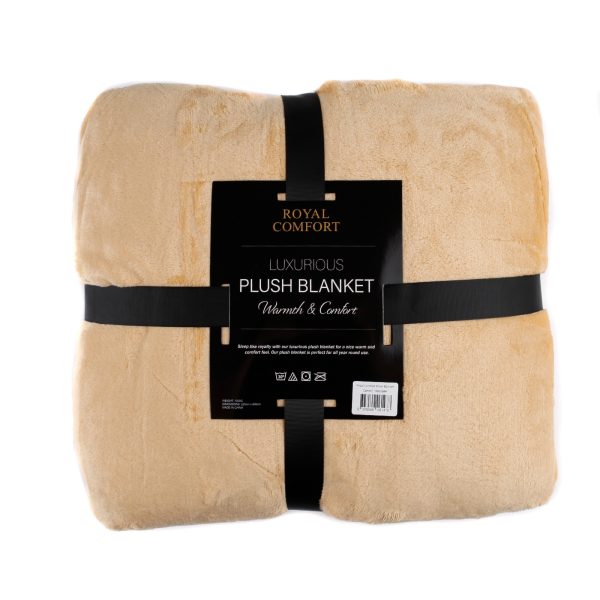 Royal Comfort Plush Blanket Throw Warm Soft Super Soft Large 220cm x 240cm – Camel