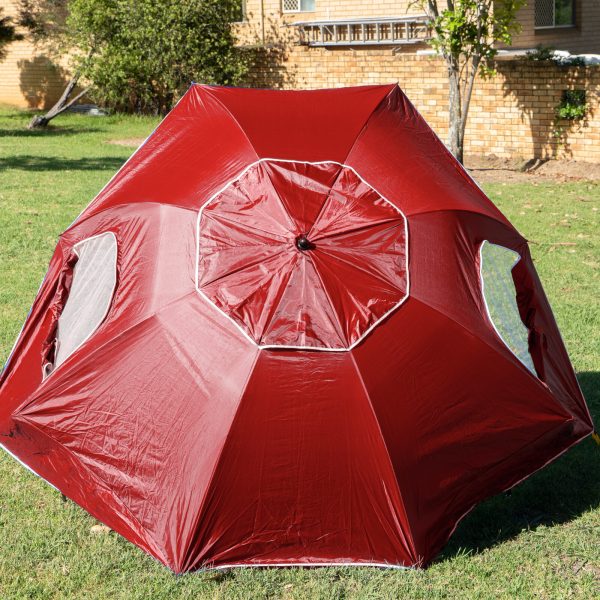 Havana Outdoors Beach Umbrella 2.4M Outdoor Garden Beach Portable Shade Shelter – Red