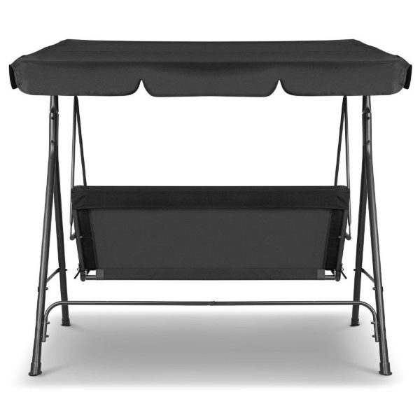 Milano Outdoor Swing Bench Seat Chair Canopy Furniture 3 Seater Garden Hammock – Black