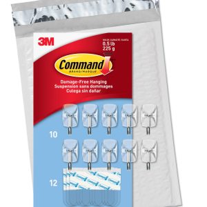 Command Small Clear Wire Value Pack, 10 Hooks and 12 Strips, CL067-10NA