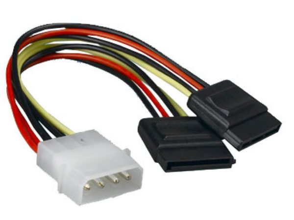 ASTROTEK Internal Power to SATA Molex Cable – 4 pins to 2x 15 pins 18AWG RoHS