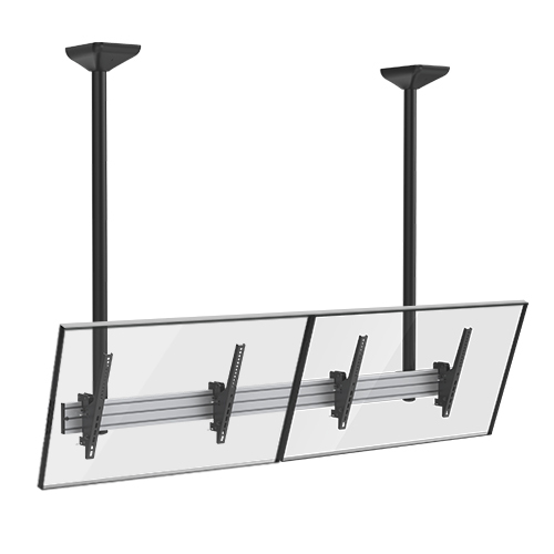 BRATECK Dual Screen Menu Board Ceiling Mount with Long Pole Fit Screen Size 45′-55′ Up to 50kg VESA 200×200,400×200,300×300,400×400,600×400