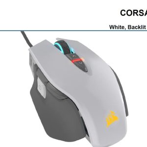 Corsair M65 RGB ELITE Tunable FPS Gaming Mouse White with Black, 18000 DPI, Optical, iCUE Software