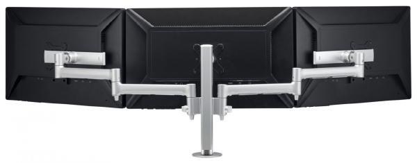 Atdec AWMS-3-137S4 Silver F-Clamp – Triple monitor arms on 400mm post with sliders