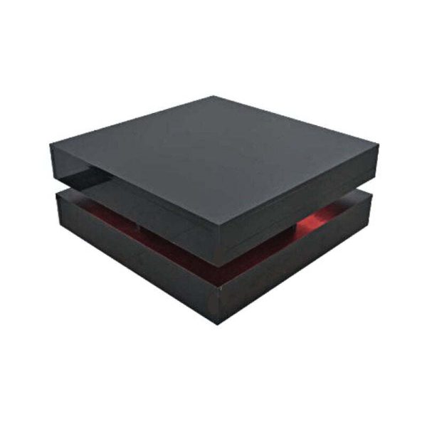 Modern Large High Gloss Coffee Table With LED Lights Black