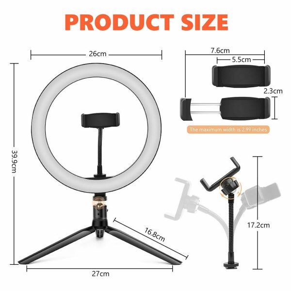 10″ Dimmable LED Ring Light Tripod Stand for Phone Makeup Live Selfie