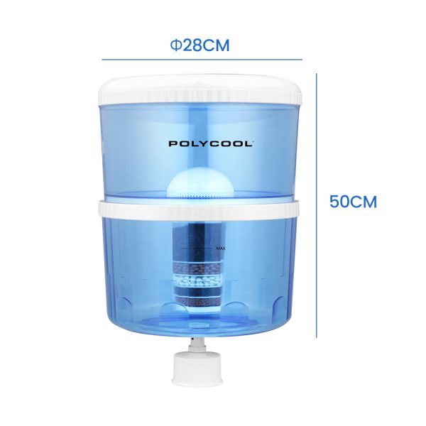 PolyCool 22L Water Cooler Dispenser Container Tank, with 7-Stage Filter Purifier System