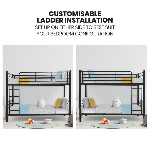 Kingston Sl2in1 Single Metal Bunk Bed Frame, with Modular Design, Dark Matte Grey