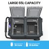 Gecko 65L Dual Zone Portable Fridge Freezer with onboard Lithium Battery, 12V/24V/240V, with 2 Doors, Wheels, for Camping, Car, Outings