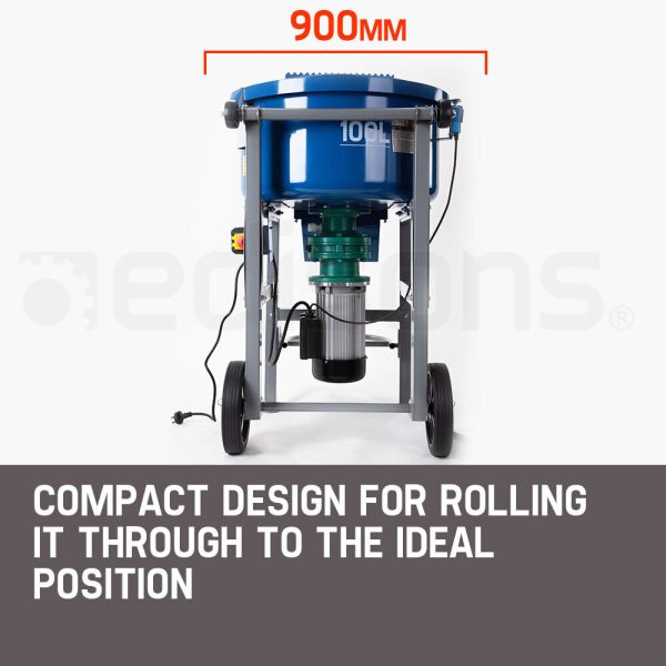 Baumr-AG 100L Portable Cement Concrete Mixer 1500W Electric Construction Sand Gravel Mortar