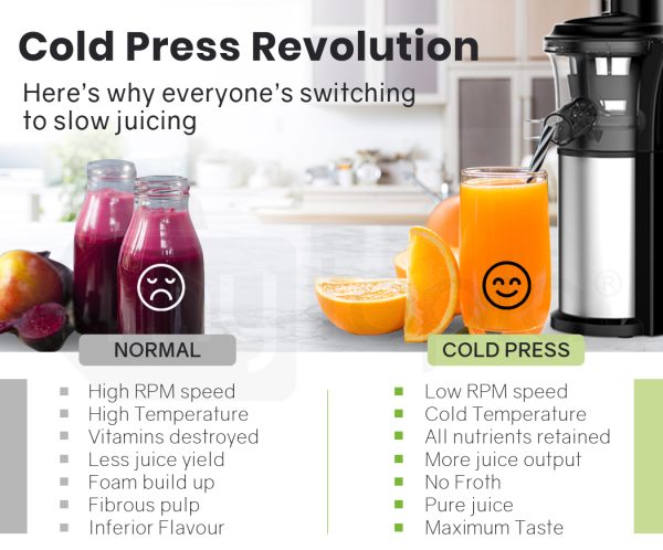 EUROCHEF Cold Press Slow Juicer Machine Fruit Electric Juice Maker Vegetable Extractor Squeezer