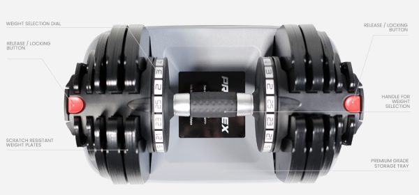 PROFLEX 2 x 25kg Adjustable Dumbbell Set Weights Dumbbells Home Gym Fitness Pair