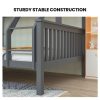 KINGSTON 2in1 Single on Double Bunk Bed Kids Solid Wood Timber Loft Furniture Slats, Grey