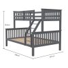 KINGSTON 2in1 Single on Double Bunk Bed Kids Solid Wood Timber Loft Furniture Slats, Grey