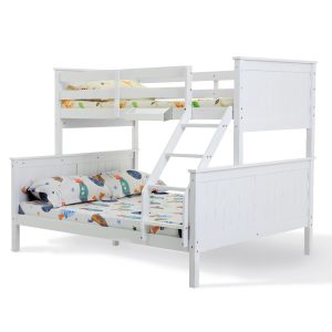 KINGSTON SLBunk Bed Frame Modular Single White Wood Kids Double Deck Twin