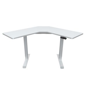 Sit To Stand Up Corner Standing Desk, 72-120cm, Dual Motor, Electric Height Adjustable, 80kg Load, White/White Frame