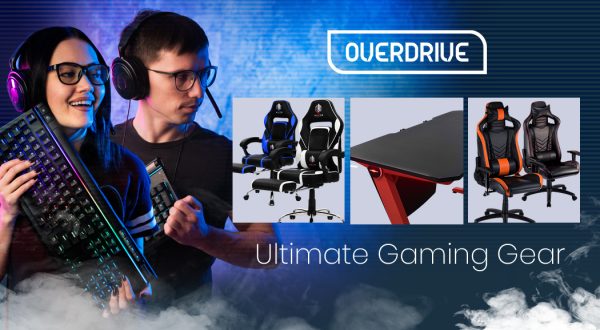 OVERDRIVE Gaming Chair Desk Racing Seat Setup PC Combo Office Black Table Foot