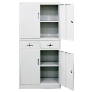 Stationery Cabinet Office Home Storage Metal Lockable 4 Door Cupboard Drawers