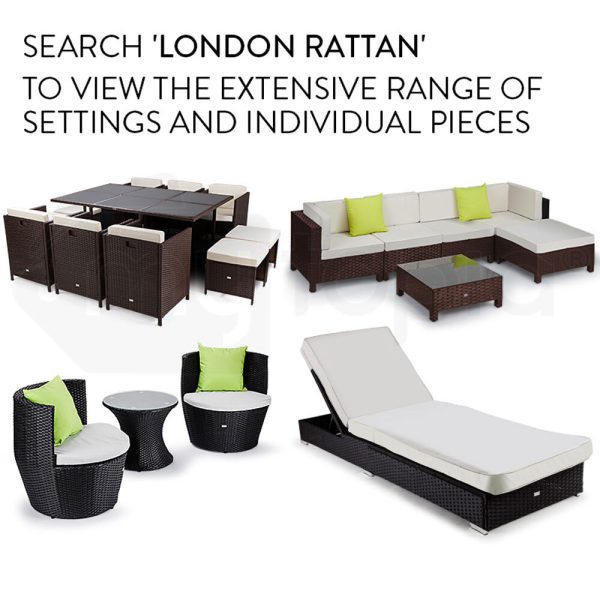 LONDON RATTAN 12pc Outdoor Lounge Furniture Setting Patio Brown Wicker Sofa Set
