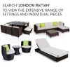 LONDON RATTAN 5pc Outdoor Furniture Setting Lounge Wicker Sofa Set Patio Brown