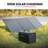 GENPOWER Portable Power Station Lithium 300W/600W 21Ah 307Wh Solar Generator with 100W Folding Solar Panels