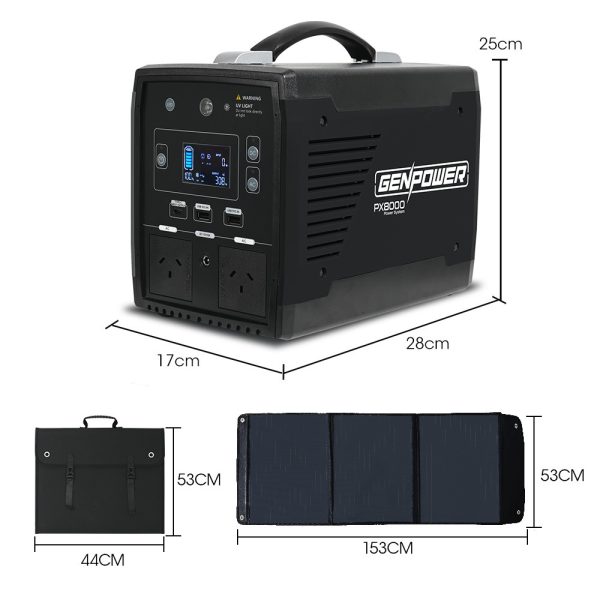 GENPOWER Portable Power Station Solar Generator with Folding Solar Panels 500W/1000W 515Wh Lithium